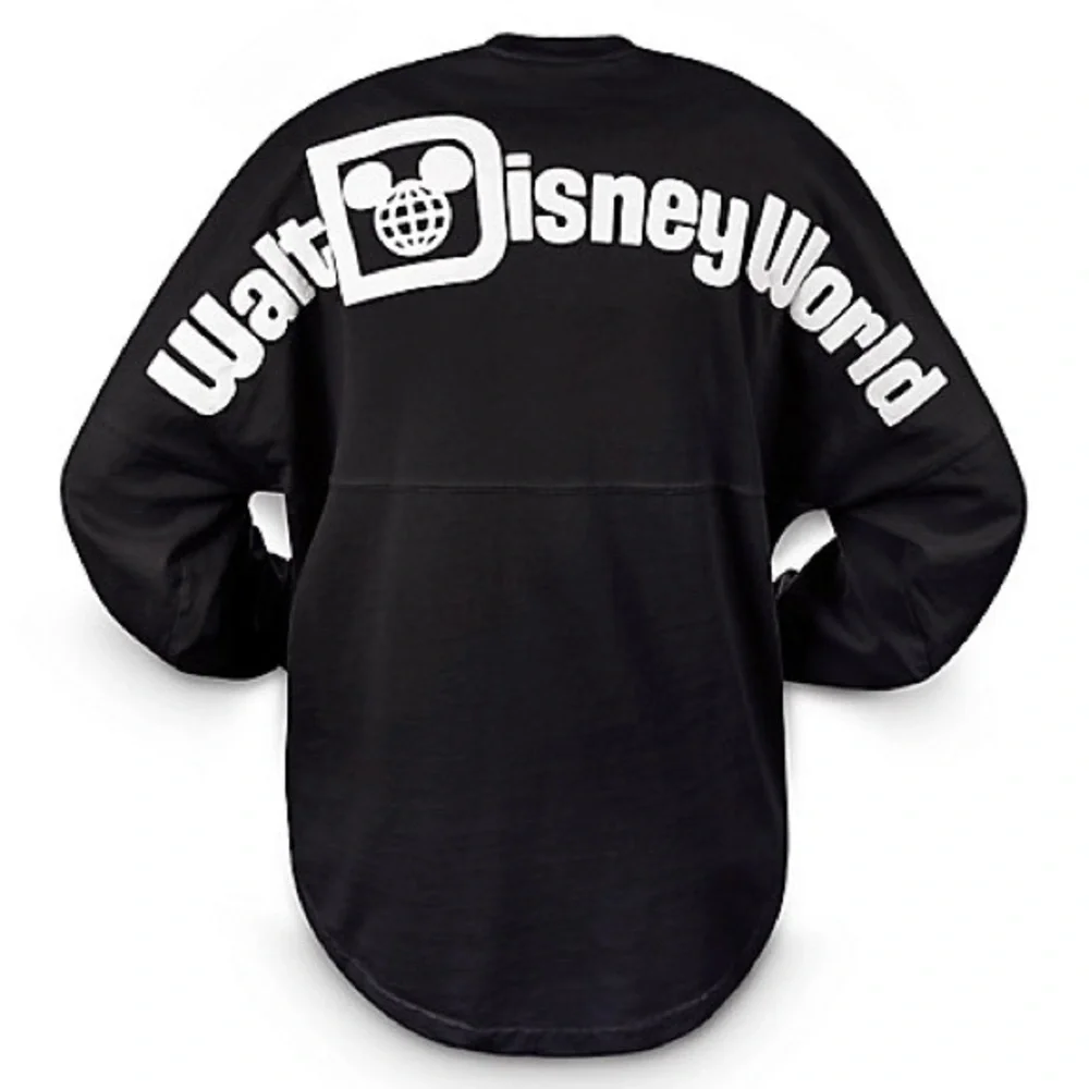 Walt Disney World Spirit Jersey Women’s Black and White Logo Long Sleeve Shirt - Picture 1 of 3